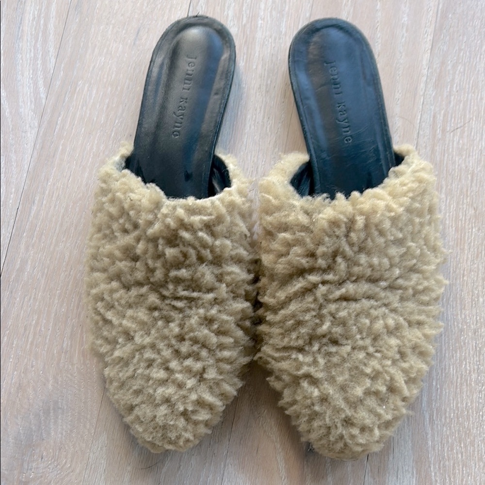 Jenni Kayne Tan Shearling Slip-On Mules